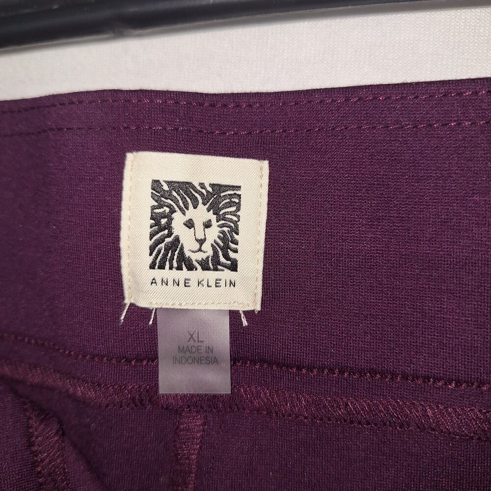 NWT Ann Klein Sz XL 16W Deep Plum Wide Leg Dress Pants Office Wear Comfy - Picture 2 of 9